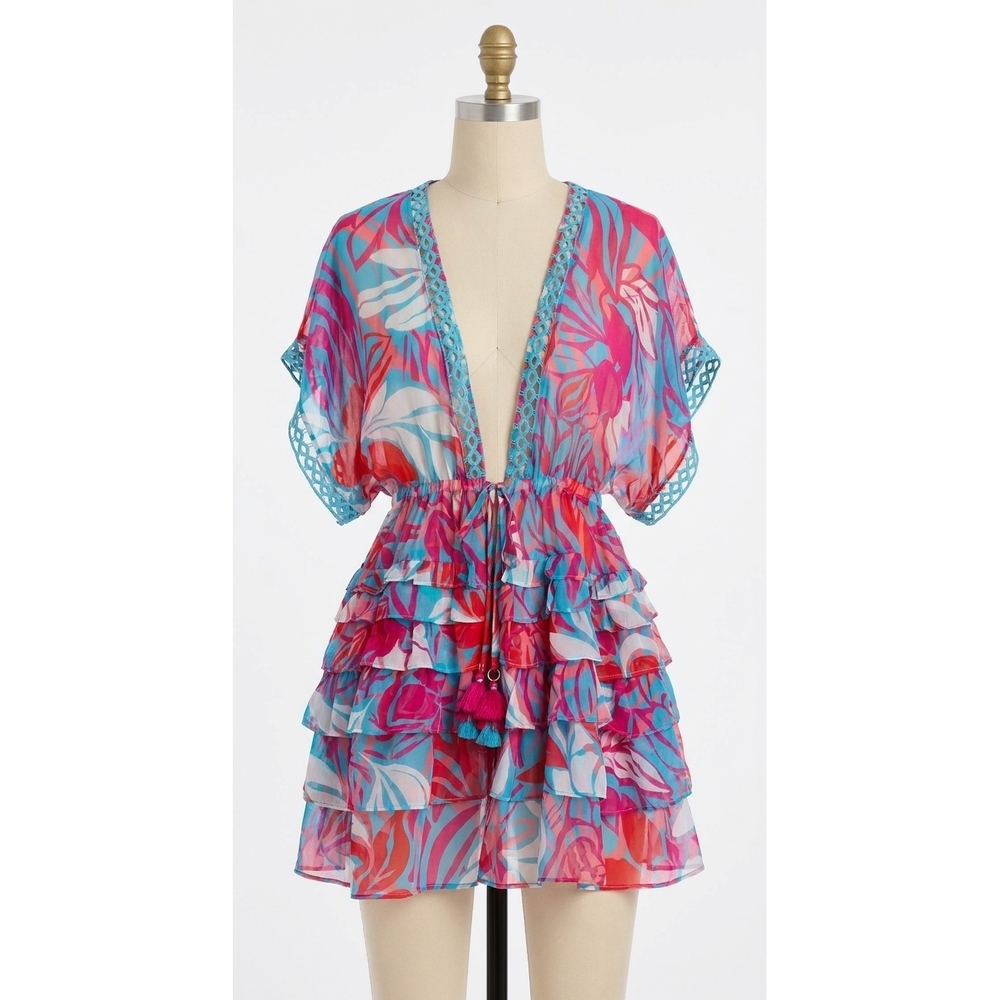 NEW RAMY BROOK marisa floral cover-up dress in floral flame multi